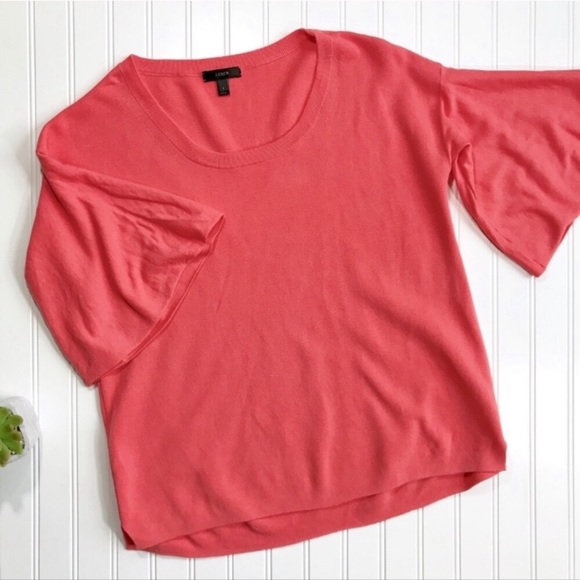 •J. Crew• peach bell sleeve knit top - Picture 2 of 6